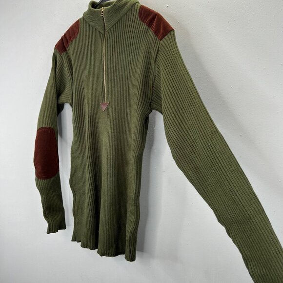 Rothco Military Sweater XL Men Olive Green Ribbed Elbow Patches Commando Mock - Picture 2 of 5